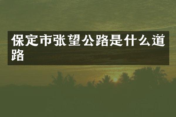 保定市张望公路是什么道路