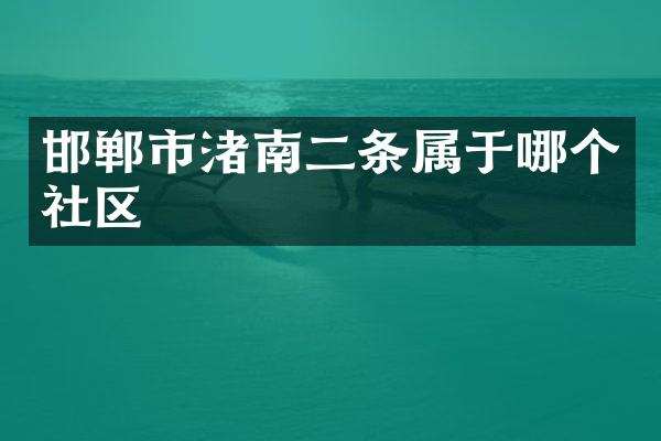 邯郸市渚南二条属于哪个社区