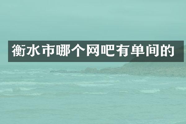 衡水市哪个网吧有单间的