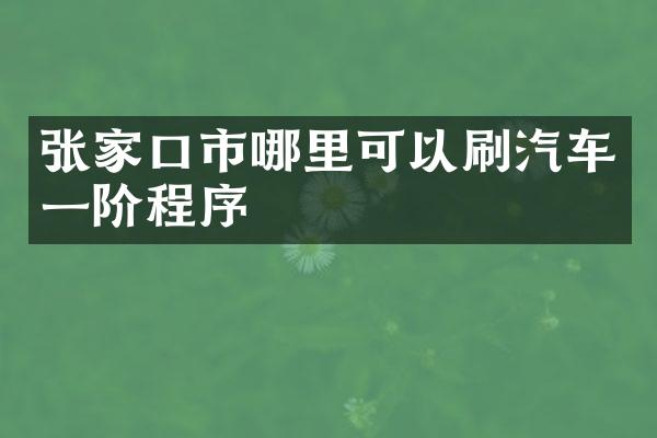 张家口市哪里可以刷汽车一阶程序