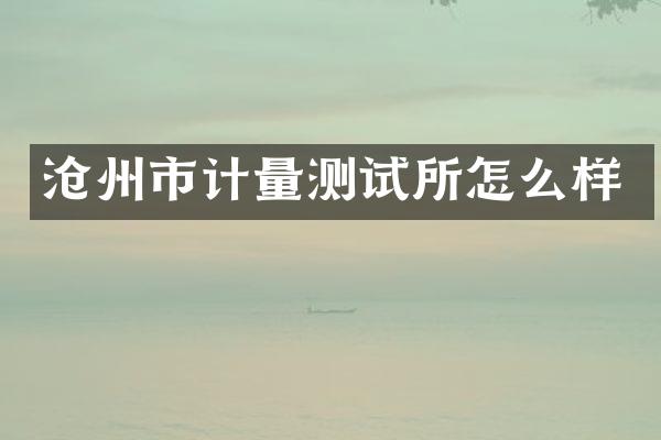 沧州市计量测试所怎么样