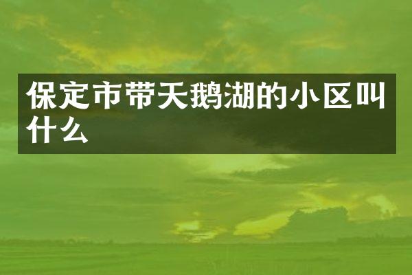 保定市带天鹅湖的小区叫什么
