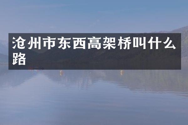沧州市东西高架桥叫什么路
