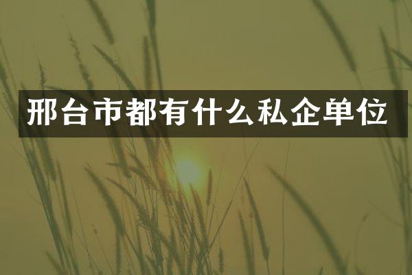 邢台市都有什么私企单位