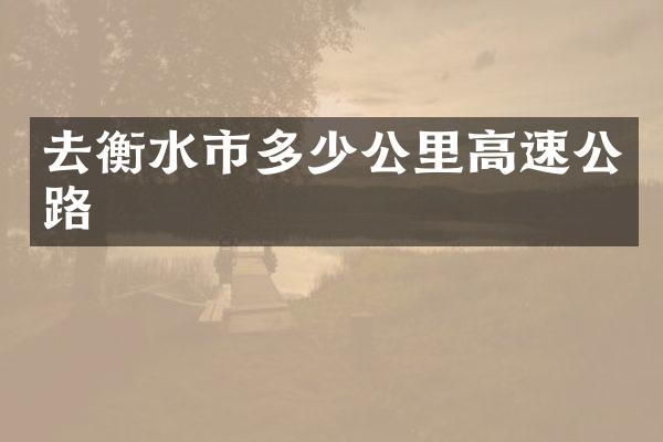 去衡水市多少公里高速公路