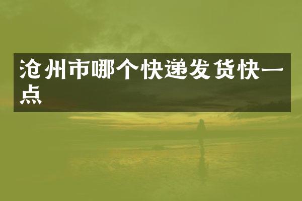 沧州市哪个快递发货快一点