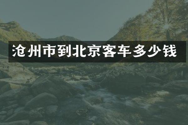 沧州市到北京客车多少钱