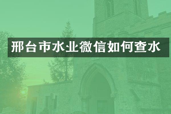 邢台市水业微信如何查水