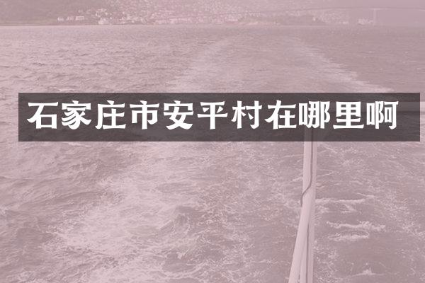 石家庄市安平村在哪里啊