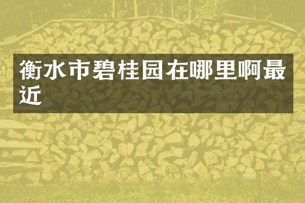 衡水市碧桂园在哪里啊最近