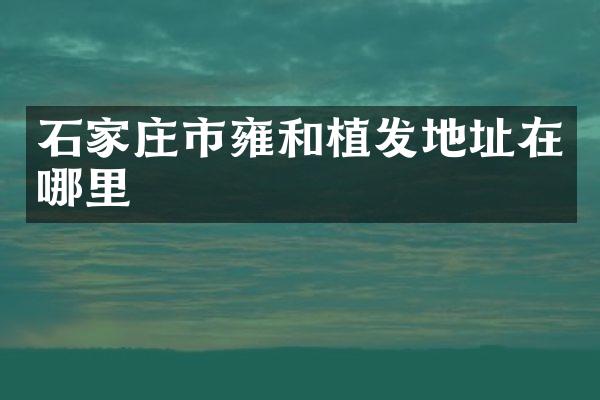 石家庄市雍和植发地址在哪里