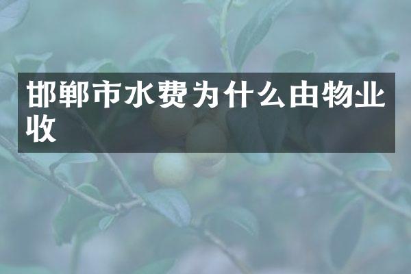 邯郸市水费为什么由物业收