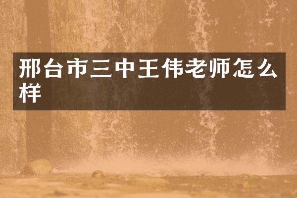 邢台市三中王伟老师怎么样