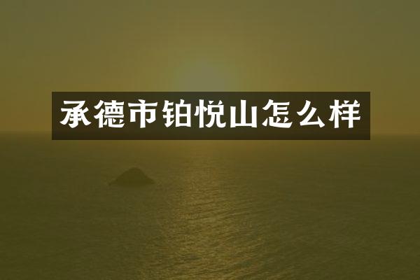承德市铂悦山怎么样