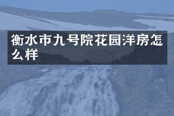 衡水市九号院花园洋房怎么样