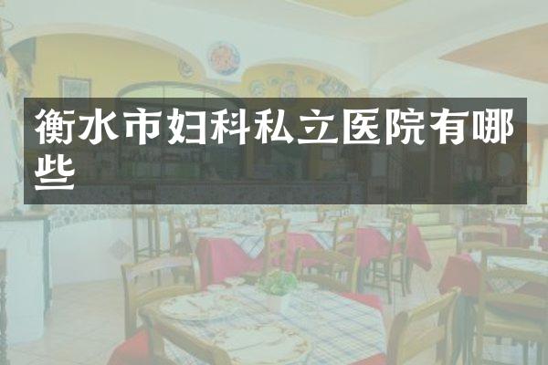 衡水市妇科私立医院有哪些