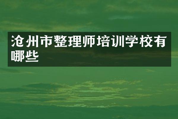 沧州市整理师培训学校有哪些