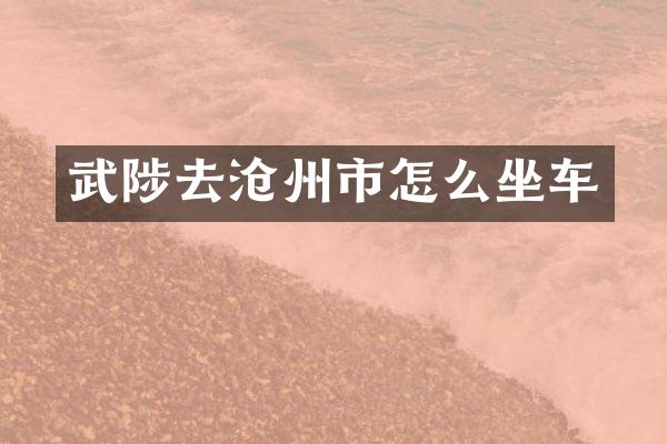 武陟去沧州市怎么坐车