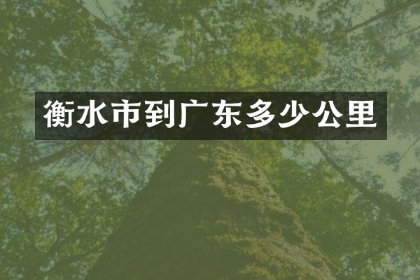衡水市到广东多少公里