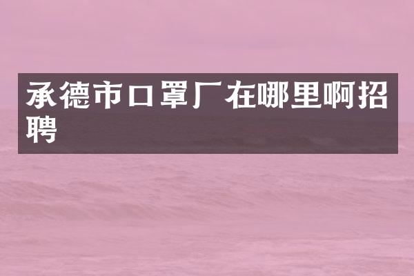 承德市口罩厂在哪里啊招聘