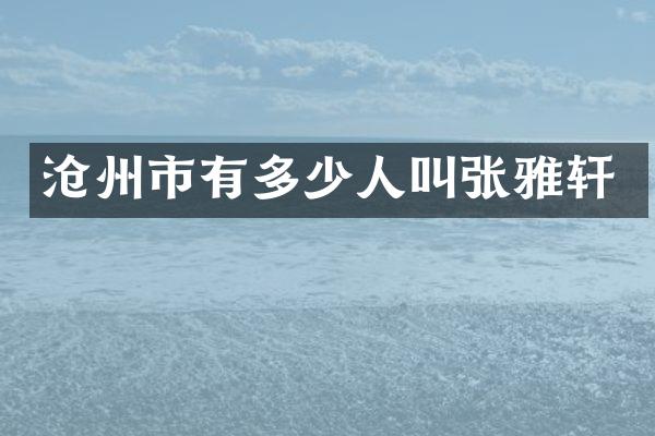 沧州市有多少人叫轩