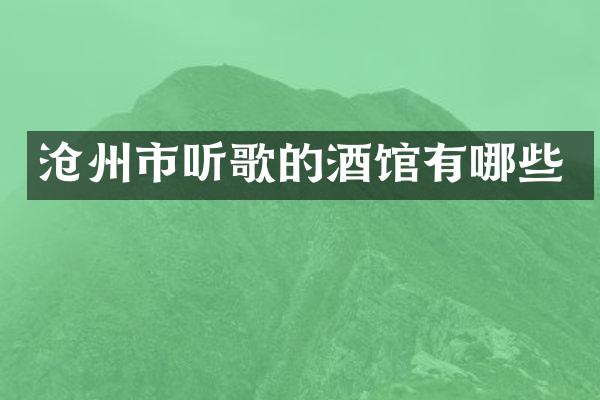 沧州市听歌的酒馆有哪些
