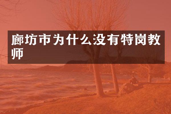 廊坊市为什么没有特岗教师