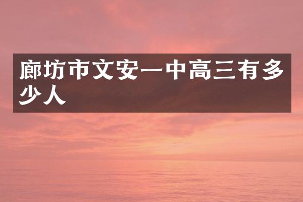 廊坊市文安一中高三有多少人