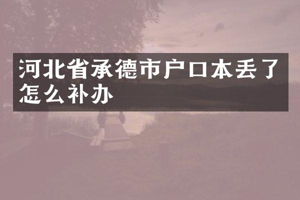 河北省承德市户口本丢了怎么补办
