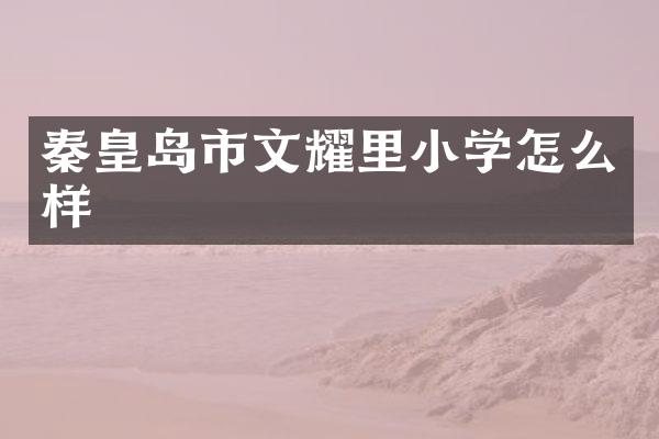 秦皇岛市文耀里小学怎么样