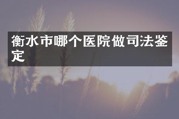 衡水市哪个医院做司法鉴定