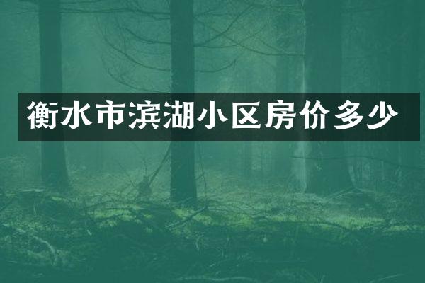 衡水市滨湖小区房价多少
