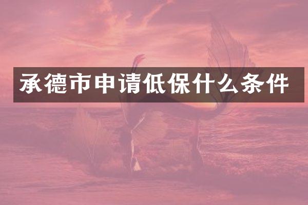 承德市申请低保什么条件