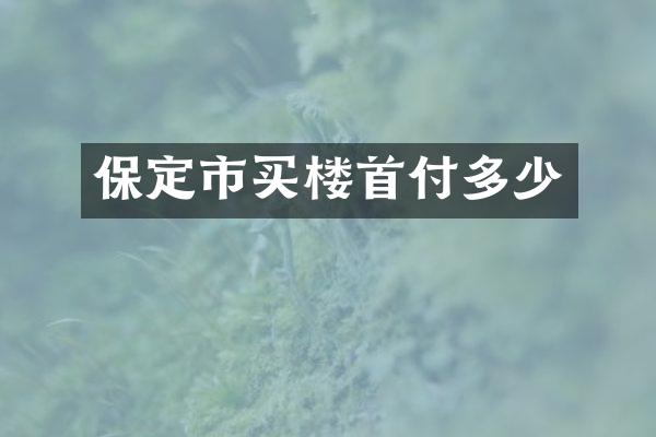 保定市买楼首付多少
