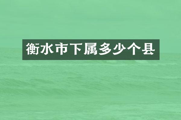 衡水市下属多少个县