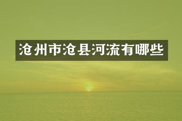 沧州市沧县河流有哪些