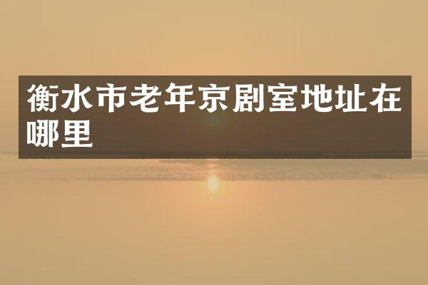 衡水市老年京剧室地址在哪里