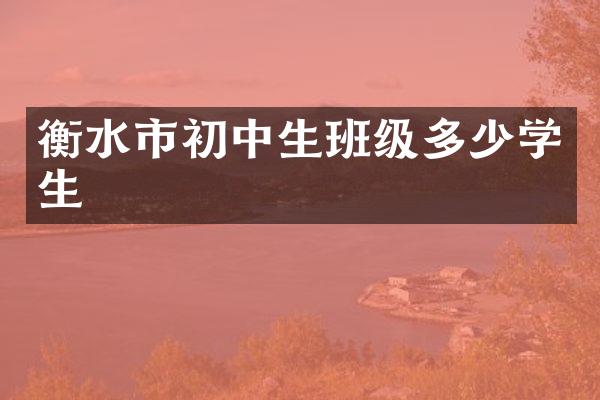 衡水市初中生班级多少学生