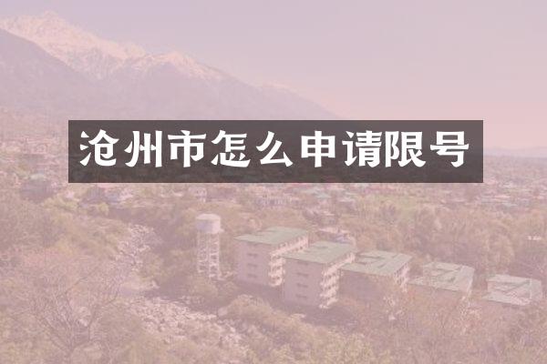 沧州市怎么申请限号