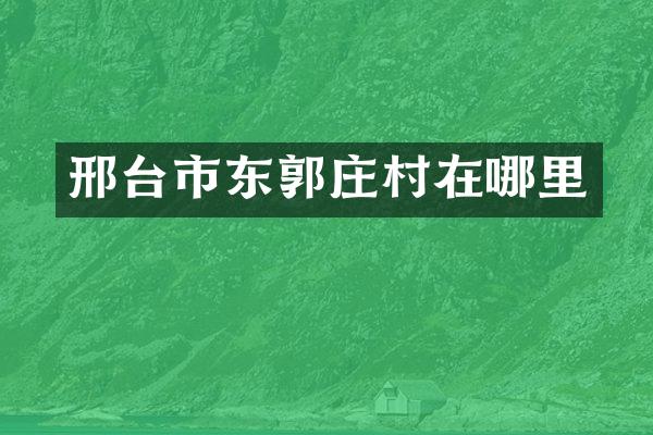 邢台市东郭庄村在哪里