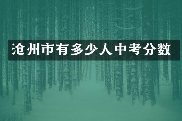 沧州市有多少人中考分数