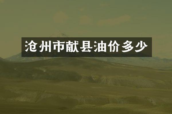 沧州市献县油价多少