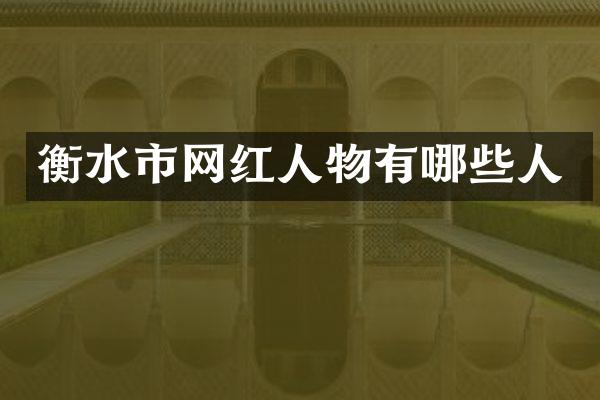 衡水市网红人物有哪些人