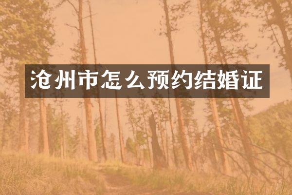 沧州市怎么预约结婚证