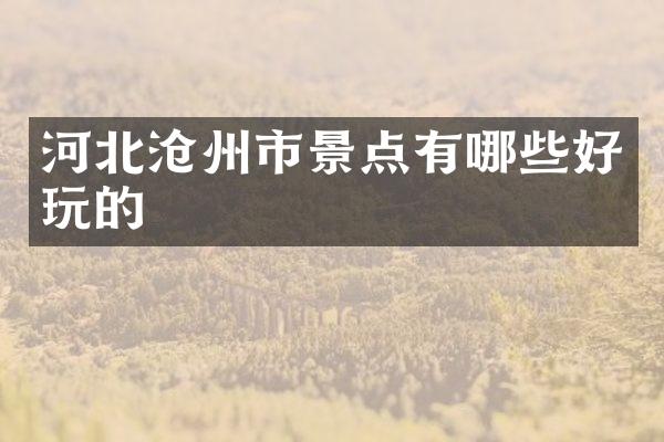 河北沧州市景点有哪些好玩的