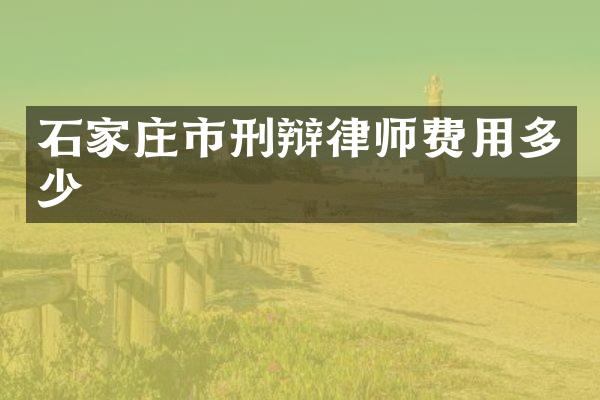 石家庄市刑辩律师费用多少