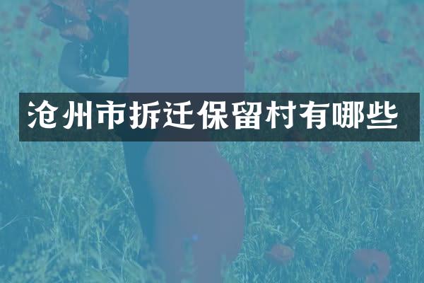 沧州市拆迁保留村有哪些