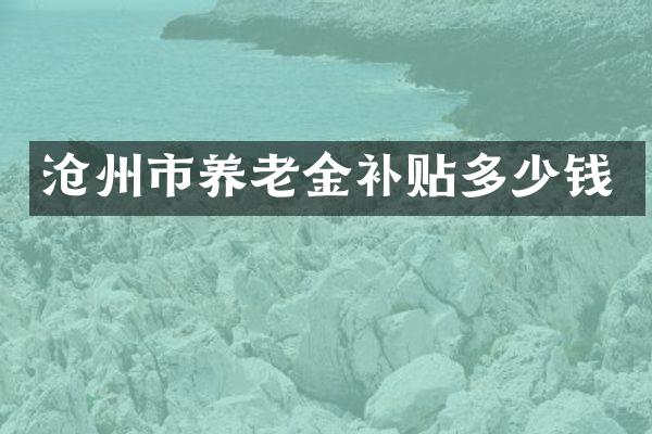 沧州市养老金补贴多少钱