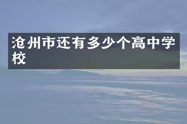 沧州市还有多少个高中学校
