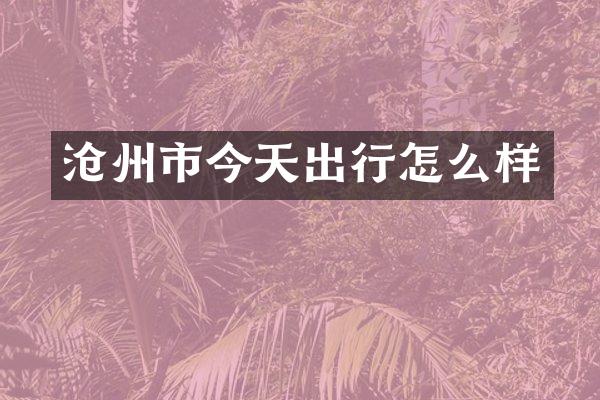 沧州市今天出行怎么样
